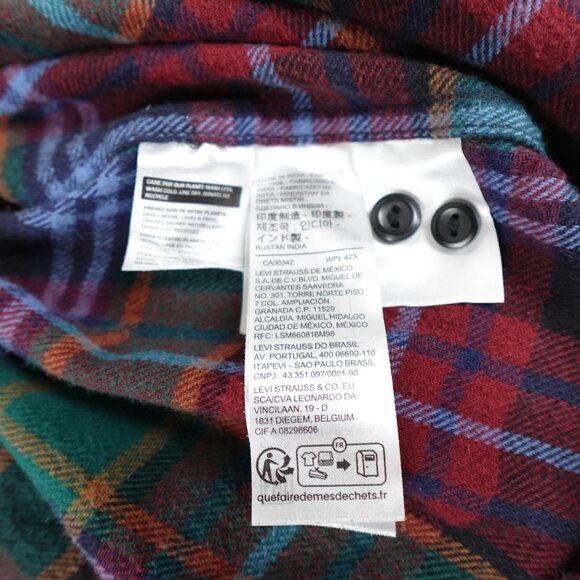 Levi's Plaid Flannel Shirt Men's XL 100% Cotton Tartan Buffalo Lumberjack - Picture 8 of 11
